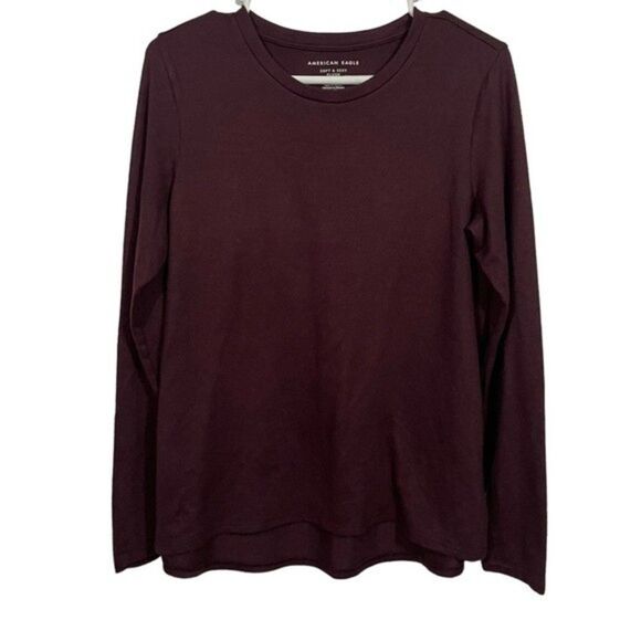 American Eagle Soft and Sexy Plus Burgundy Lightweight Crewneck Sweater - Picture 1 of 4